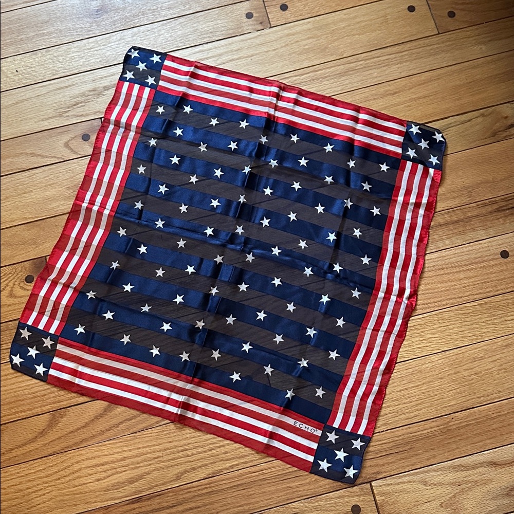 Vintage Echo Stars and Stripes Silk Scarf